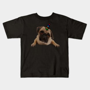 Cute Pug Dog Unicorn Kids T-Shirt